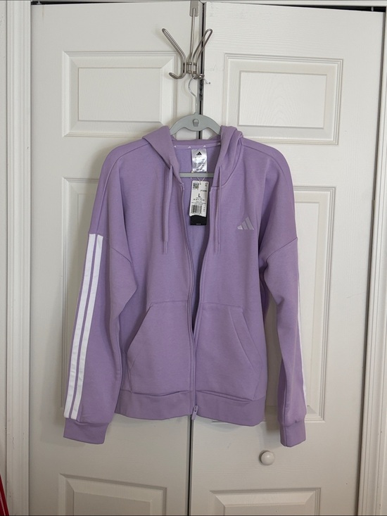 adidas Jackets & Blazers - adidas Lavender Zip-Up Hoodie with White Three-Stripes